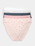 5pk Cotton Rich Lycra&reg; High Leg Knickers