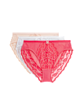 3pk Lace High Waisted High Leg Knickers