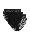 3pk Lace High Waisted High Leg Knickers