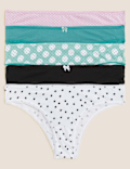 5pk Cotton Rich Printed Brazilian Knickers