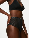3pk Lace & Mesh High Waisted Brazilian Knickers