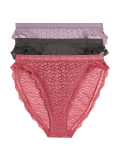 3pk Mesh & Lace High Leg Knickers