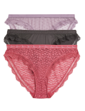 3pk Lace & Mesh Bikini Knickers
