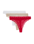 3pk Mesh & Lace Thongs
