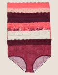 5pk Cotton Lycra® & Lace High Rise Full Briefs