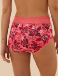 5pk Cotton Lycra® & Lace High Rise Full Briefs