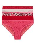 5pk Cotton & Lace Brazilian Knickers