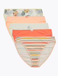 5pk Cotton Lycra® High Leg Knickers