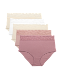 5pk Cotton Lycra&reg; & Lace Full Briefs
