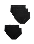 5pk Cotton Lycra® & Lace Full Briefs