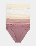 5pk Cotton Lycra&reg; & Lace Knickers