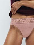 5pk Cotton Lycra&reg; & Lace Knickers