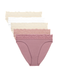 5pk Cotton Lycra&reg; & Lace Knickers
