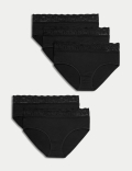 5pk Cotton Lycra® & Lace Midi Knicker