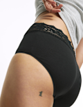 5pk Cotton Lycra® & Lace Midi Knicker