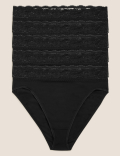5pk Cotton Rich High Waisted High Leg Knickers
