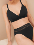 5pk Cotton Rich High Waisted High Leg Knickers
