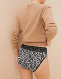 5pk Lace Cotton Rich High Waisted High Leg Knickers