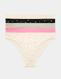 5pk Cotton Lycra&trade; Brazilian Knickers