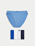 5pk Cotton Lycra&trade; High Leg Knickers