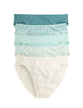 5pk Cotton Lycra&trade; High Leg Knickers