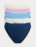 5pk Cotton Lycra&trade; High Leg Knickers