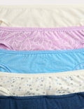 5pk Cotton Lycra&trade; High Leg Knickers