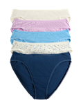 5pk Cotton Lycra&trade; High Leg Knickers