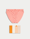 5pk Cotton Lycra&trade; High Leg Knickers