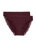 2 Pack Jasmine Lace Seamless High Leg Knickers