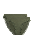 2 Pack Jasmine Lace Seamless High Leg Knickers