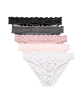 5 Pack Cotton & Lace Bikini Knickers