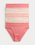 5pk Cotton Rich Printed High Leg Knickers