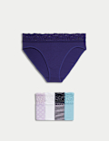 5pk Cotton Rich Printed High Leg Knickers