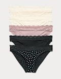 5pk Cotton Blend Printed Bikini Knickers