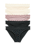5pk Cotton Blend Printed Bikini Knickers