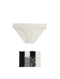 5pk Cotton Blend Printed Bikini Knickers