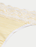 5pk Cotton & Lace Printed Thongs