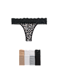5 Pack Cotton & Lace Printed Thongs