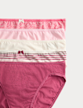 5pk Cotton Lycra™ High Leg Knickers