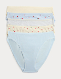 5pk Cotton Lycra&trade; High Leg Knickers