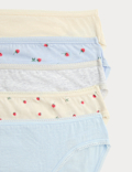 5pk Cotton Lycra&trade; High Leg Knickers