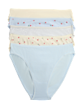 5pk Cotton Lycra&trade; High Leg Knickers