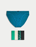 5pk Cotton Lycra&trade; High Leg Knickers