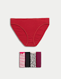 5pk Cotton Lycra™ Printed Bikini Knickers