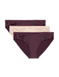 3pk Amelia Lace Bikini Knickers