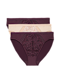 3pk Amelia Lace High Leg Knickers