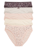 5pk Cotton Lycra® High Leg Knickers