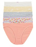5pk Cotton Lycra&reg; High Leg Knickers