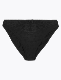 Jacquard & Lace Trim High Leg Knickers